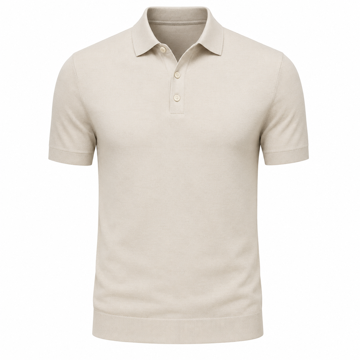 Virello Monaco Knit Polo – Sand Beige