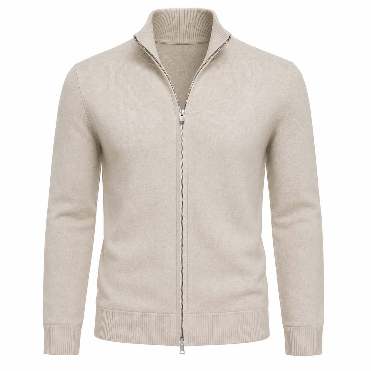 Virello Aspen Zip Knit Jacket – Ivory Beige